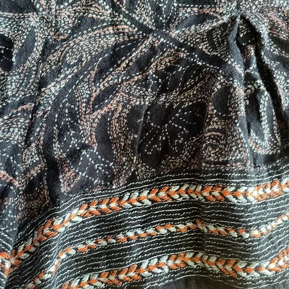 Free People Black  Noyal Heart It Boho Embroidered Print Shorts Skort - Size 0 - Picture 5 of 6